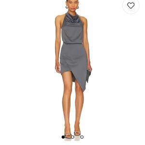 Revolve Elliatt Gray Halter Asymmetrical Dress